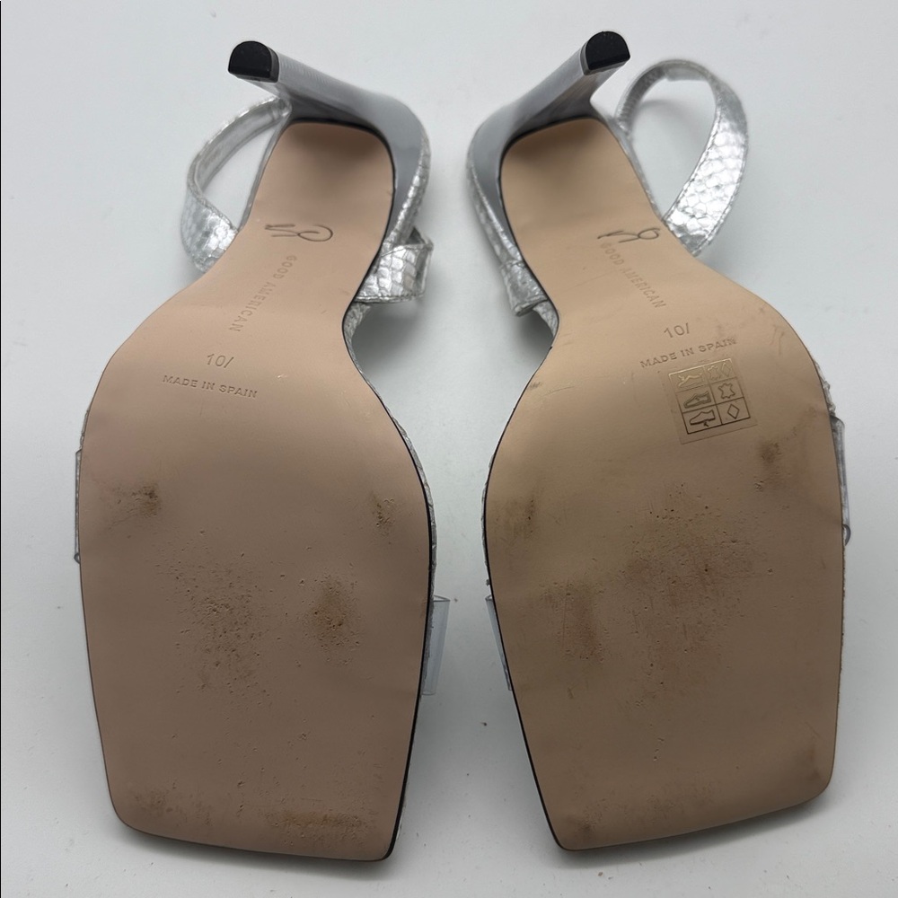 Good American Metallic Silver Slingback Heels - Picture 7 of 7